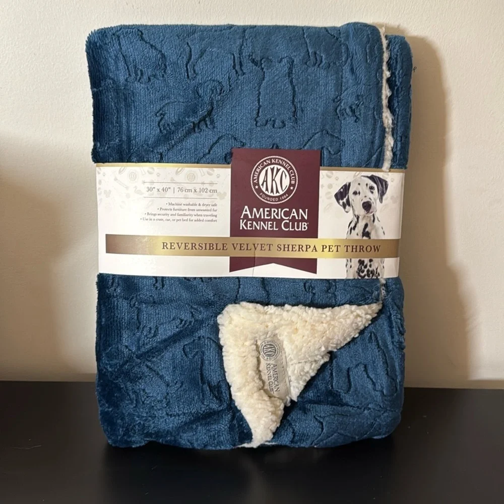 American Kennel Club Premium Velvet Sherpa Pet‎ Blanket  | NWT